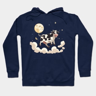 Cow jumped over the moon, happy Farms Hoodie